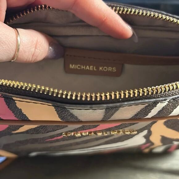 Michael Kors Jet Set Large Crossbody Zip Bag Multi-Color Zebra Print - Picture 11 of 16